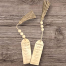 40 Sets Jute Tassels with 3 Wood Beads Natural Jute Rope Burlap Tassels for Christmas Tree DIY Craft Wood Beads Garland Project Wedding Home Party Decorations