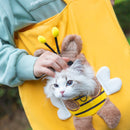 Bee-Shaped Show Head Pet Canvas Shaped Shoulder Bag，Pet Out Bag, Outcrop, Pet Out Shoulder Bag. (Bee-Large)