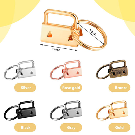 72 Pieces Key Fob Hardware Set Including 24 Wristlet with Keyring, Colorful Leather Keychain Tassel and Swivel Snap Hooks for Supplies, 6 Colors, Multicolor, Large