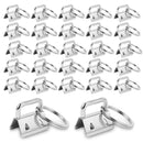 100 Pack Key Fob Hardware 25mm Bulk, Silver Tone Key Chain Fob Wristlet with Key Ring for Wristlet Keychain, Key Lanyard, Key Chain Making Hardware Supplies
