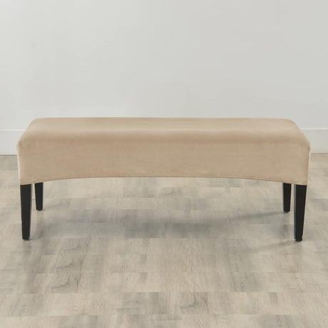 Dining Bench Cover Stretch Velvet Bench Slipcovers Removable Anti-Dust Bench Seat Cushion Covers Upholstered Dining Chair Cover Bench Protector (camel)