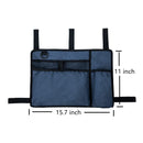 Bag Basket with Cup Holder Suit for Adult Folding Walkers Rollator Organizer Carry Storage Pouch Water-Resistant Armrest Accessories for Seniors, Elderly, Handicap, Blue