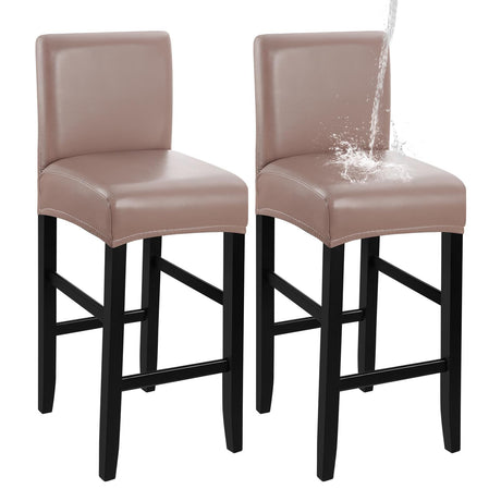 Bar Stool Covers,2 Pack Stretch Waterproof PU Bar Stool Covers with Backs Bar Stool Chair Covers Barstool Covers Slipcovers with Back Pub Counter Stool Chair Covers Coffee