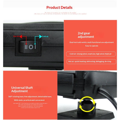 Car Heater 12V 200W Portable Car Heater Defroster Fans, Heating Fast Heating Defrost Defogger with Plug in Cigarette Lighter, Car Heater and Defroster
