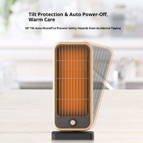 Space Heaters，500W Energy Efficient Quiet Mini Portable Heater, PTC Ceramic Fast Heater Function for Office Home Indoor Use（Black)