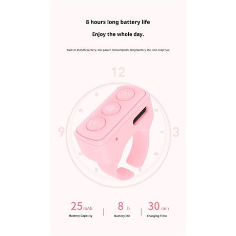 Ring Remote Control, Camera Shutter Remote, Wireless Bluetooth Scrolling Ring  Remote Shutter Control for Phone Camera pink