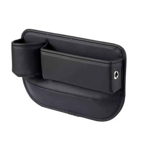 2-Pack Car Seat Gap Filler Organizer with Cup Holder - Premium Leather - Universal Fit - Keeps Cans/Phone/Keys/Wallets Organized(Black)