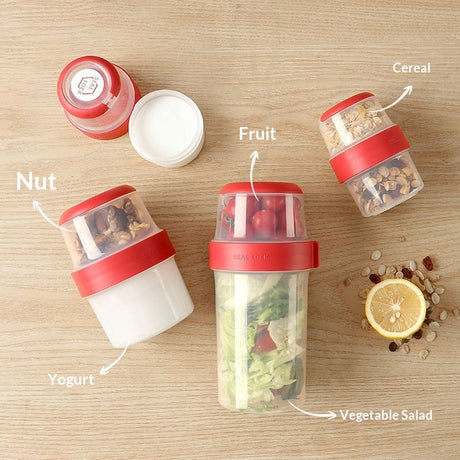 Overnight Oats Containers with Lids 4Pack, Yogurt Parfait Cups with Dry and Wet Separation, Breakfast Prep Bowl for Cereal Nut Fruit Meal, To Take Along Oatmeal Salad Smoothie Snack