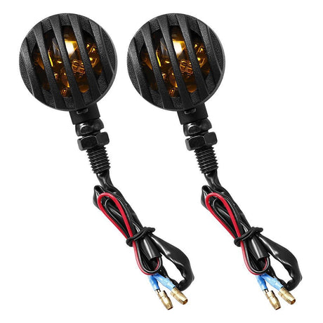 LED Motorcycle Turn Signals - 2 Pack Universal Bullet Blinker, Wire Rear Mount Signal Lights Kit for Motorcycles, Bobbers, Bikes