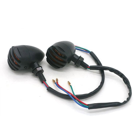 LED Motorcycle Turn Signals - 2 Pack Universal Bullet Blinker, Wire Rear Mount Signal Lights Kit for Motorcycles, Bobbers, Bikes