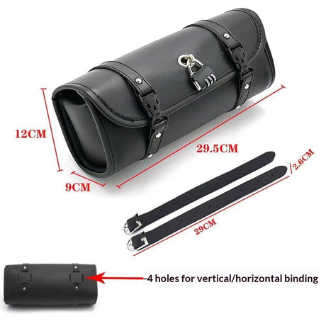 Universal Motorcycle Fork Handlebar Tool Bag Cycling Bag Waterproof Black, Handlebar Bag Storage Tool Bag-29.5cm