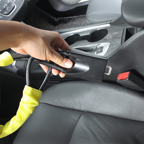 Steering Wheel Lock Seat Belt Lock Universal Anti Theft Car Device Car Lock Car Theft Prevention with 2 Keys for Car Security Fit Most Vehicles Truck SUV Van (Yellow)