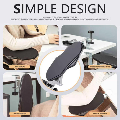 Computer Adjustable Ergonomic Arm Rest for Desk, 180° Rotating and 90° Folding Arm Support, Suitable for Office and Home Use（black）