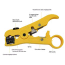 All-In-One Stripping Tool Universal Cable Wire Stripper, Coaxial Cable andWire Cutting Tool Multifunction Coax Stripper for Flat or Round Yellow