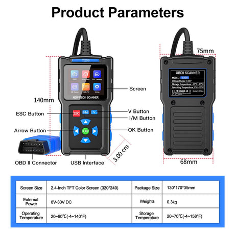 obd2 Scanner Diagnostic Tool Car Accessories Check Engine Code Reader with Reset for Cars Professional Vehicles Scan Tools Fault Warning Light