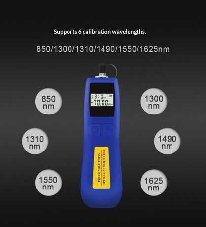Optical Power Meter -70~+10 dBm Fiber Light Meter for Testing 6 Calibrated Wavelengths, 70g Light Weighted