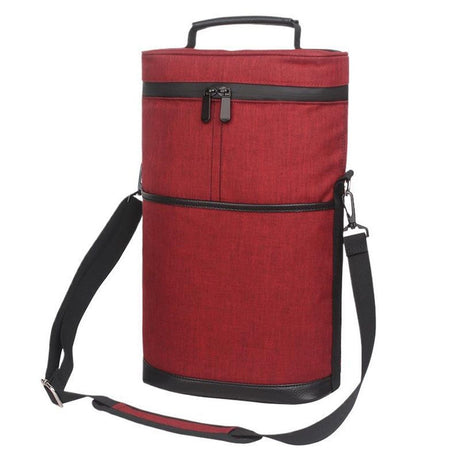 2 Bottle Wine Carrier Tote, Insulated Leakproof Wine Cooler Bag, Wine Travel Bag Tote for Picnic Beach, Portable Wine Bottle Carrying Case, Gift for Wine Lover Women Men Christmas, red