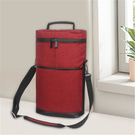 2 Bottle Wine Carrier Tote, Insulated Leakproof Wine Cooler Bag, Wine Travel Bag Tote for Picnic Beach, Portable Wine Bottle Carrying Case, Gift for Wine Lover Women Men Christmas, red