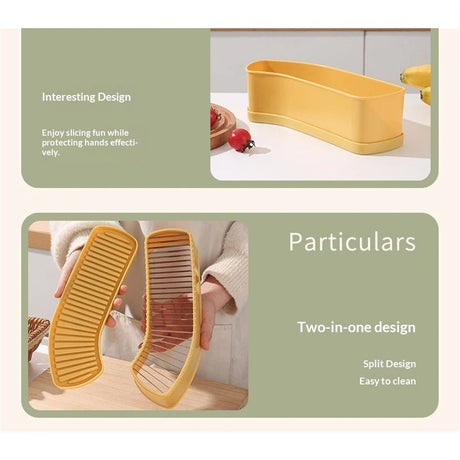 Fruit Slicer Banana Cutter, Strawberry Slicer, Cucumber, Speed for Egg Hot Dog Grape, Strawberry Cutter kitchen gadget(Yellow)