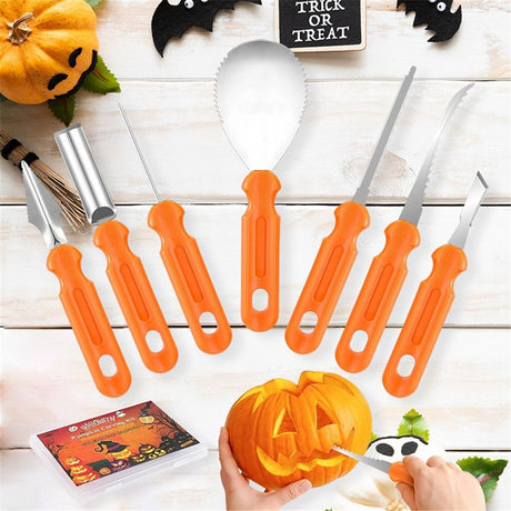 Halloween Pumpkin Carving Kit Tools, Professional Heavy Duty Carving Set, Stainless Steel Pumpkin Carving Set, Halloween Pumpkin Carving Tools-Gift for Halloween(7PCS)