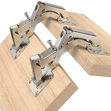 2 Pack Soft Close Cabinet Hinges, Slow Smooth Hidden Frameless Lazy Susan Hinge, Concealed Hardware Surface Mount, Lid Support Trap Door, Self Closing for Corner, Kitchen Cupboard（Excluding screws）