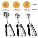 Cookie Scoop Set, Cookie Scoops for Baking Set of 3, Cookie Dough Scoop, 1 Tablespoon/ 2 Tablespoon/ 3 Tablespoon, Black Handle, For Cookie, Cupcake, Muffin, Ice Cream,Truffles