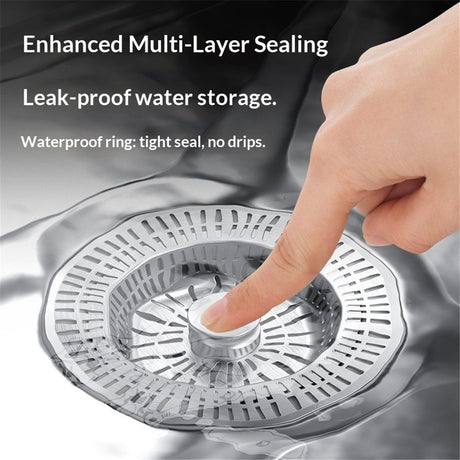 Kitchen Sink Drain Strainer and Stopper Combo, Stainless Steel Pop-Up Sink Stopper & Drain Strainer for Standard Drains, Ideal Sink Protectors for Kitchen Sink