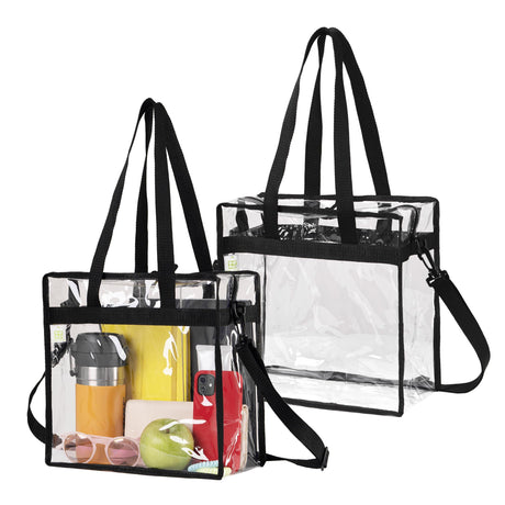 2pcs Clear Bags 30*30*15cm Stadium Approved Clear Tote Bag with Zipper Closure Crossbody Shoulder Bag with Adjustable Strap