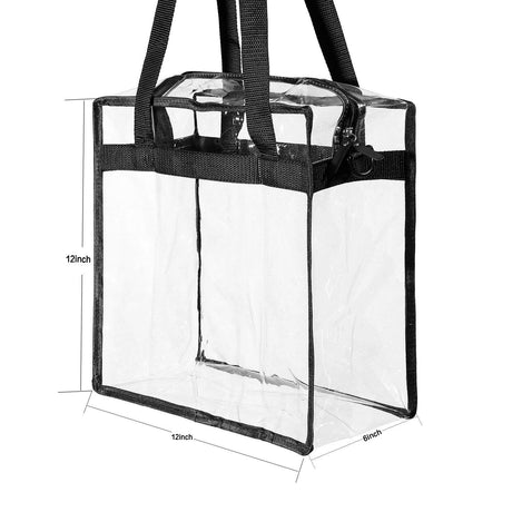 2pcs Clear Bags 30*30*15cm Stadium Approved Clear Tote Bag with Zipper Closure Crossbody Shoulder Bag with Adjustable Strap