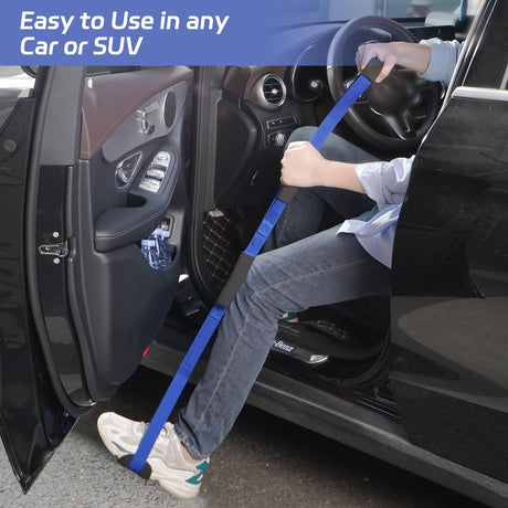 2pcs 100m Long Leg Lifter Strap, Leg Straps with Soft Hand Grips & Soft Foot Pad, Leg Lifter After Hip Replacement, Leg Lifters Getting Legs in and Out of Bed, Wheelchair, Car (Blue)