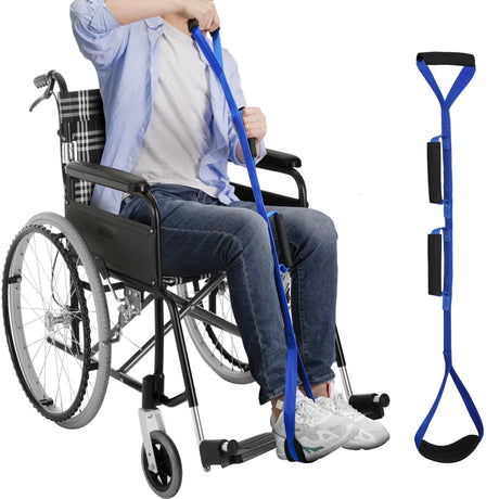 2pcs 100m Long Leg Lifter Strap, Leg Straps with Soft Hand Grips & Soft Foot Pad, Leg Lifter After Hip Replacement, Leg Lifters Getting Legs in and Out of Bed, Wheelchair, Car (Blue)