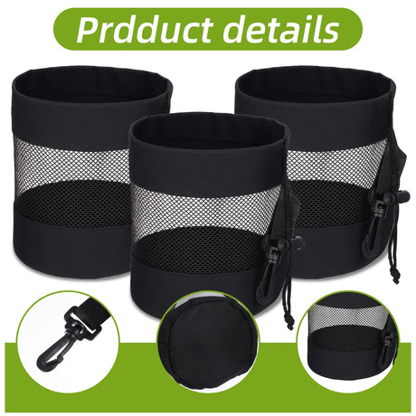 3 Golf Ball Bag, Golf Bag Organizer Golfs Ball Pouch Balls Storage Bags Nylon Mesh Bags Sports Drawstring Pouch for Small Balls Organizer Pings Pong Storage（black）