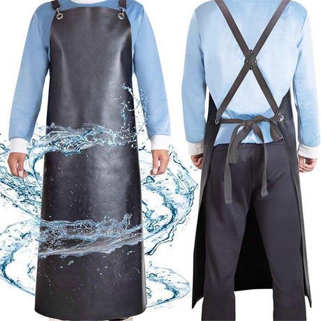 Waterproof Rubber Apron, Chemical Resistant Work Apron for Dishwashing,Dog Grooming,Cleaning,Butcher -Black