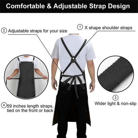 Waterproof Rubber Apron, Chemical Resistant Work Apron for Dishwashing,Dog Grooming,Cleaning,Butcher -Black