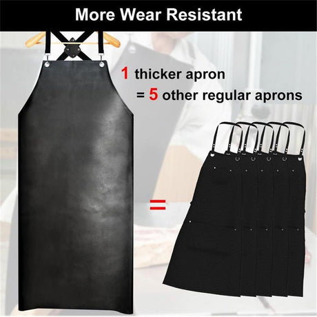 Waterproof Rubber Apron, Chemical Resistant Work Apron for Dishwashing,Dog Grooming,Cleaning,Butcher -Black