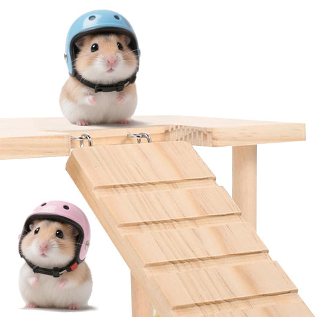 2-in-1 wooden hamster platform, food bowl, water bottle, hamster cage accessories, dwarf hamster, sand rat, mouse or other small pet, climbing stairs (U-shaped S)