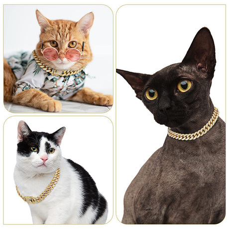 Dog Chain Collar   Wide Diamond Collar Large Dog Necklace Metal Pet Crystal Collar Jewelry Accessories for Medium Large Dogs(8 Inch)golden