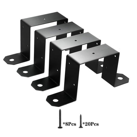 4Pcs Black Strap Heavy Duty Wood Deck Fence Tie for 4