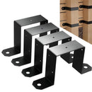 4Pcs Black Strap Heavy Duty Wood Deck Fence Tie for 4"x4" Post U-Shaped Pipe Clamp Bracket Gazebo Mounting Brackets
