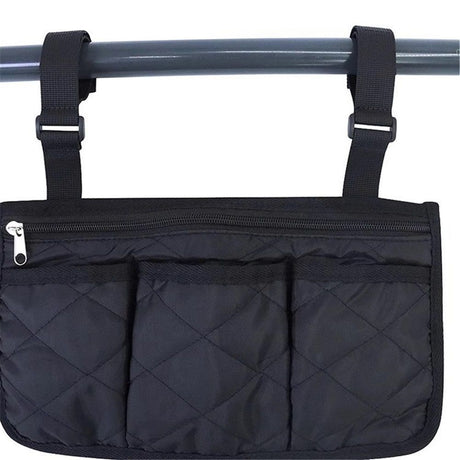 2pcs Wheelchair Armrest Accessories, Side Bags To Hang on Side With Bright Line Walker Pouches Waterproof Black Storage Fathers Mothers Day Gifts For Home (black )