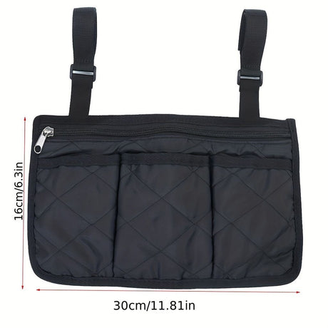 2pcs Wheelchair Armrest Accessories, Side Bags To Hang on Side With Bright Line Walker Pouches Waterproof Black Storage Fathers Mothers Day Gifts For Home (black )