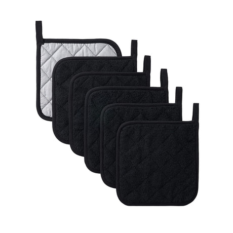 6 PCS Pot Holders for Kitchen, Cotton Potholers with Great Heat Resistance, Hot Pads,  for Cooking and Baking （17 * 17 silver black 1 piece）