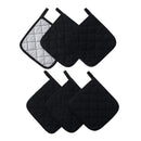 6 PCS Pot Holders for Kitchen, Cotton Potholers with Great Heat Resistance, Hot Pads,  for Cooking and Baking （17 * 17 silver black 1 piece）