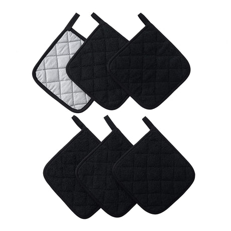 6 PCS Pot Holders for Kitchen, Cotton Potholers with Great Heat Resistance, Hot Pads,  for Cooking and Baking （17 * 17 silver black 1 piece）