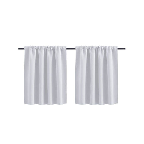 Small Window Curtains White Short 40*60cm Length Semi Blackout for Kitchen Bathroom Door Laundry Room 2pcs