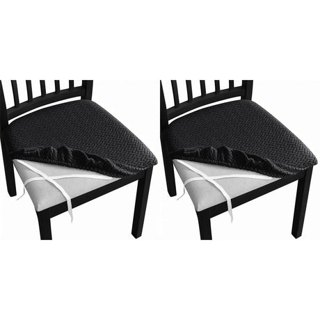 Stretch Waterproof Chair Seat Covers 4 PCS, Removable Washable Dining Room Chair Covers Anti-Dust Seat Cushion Slipcovers for Bedroom, Kitchen, Hotel, Banquet (black 4)