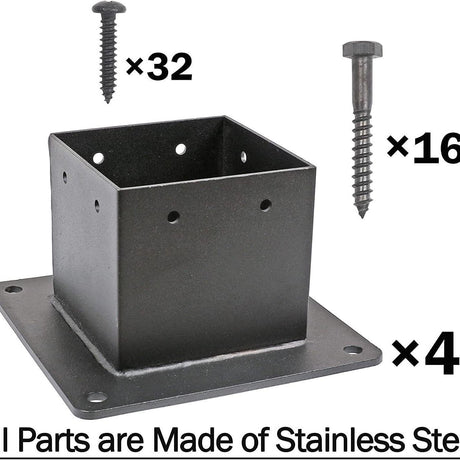 Post Stainless Steel Flange Anchor Base with Screws for Deck Railing，Black Finish (1 Pack)
