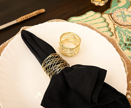 Golden Napkin Rings Set of 12 Handmade Dining Table Napkin Holder Classic Everyday Thanksgiving Holiday Christmas Festive Party Gift Farmhouse Décor