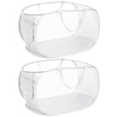 Collapsible Laundry Hamper with Side Pocket, Foldable Clothes Hamper with Durable Reinforced Handles for Laundry, Bathroom, Kids Room, Dorm or Travel 2 Pack White