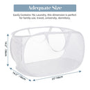 Collapsible Laundry Hamper with Side Pocket, Foldable Clothes Hamper with Durable Reinforced Handles for Laundry, Bathroom, Kids Room, Dorm or Travel 2 Pack White